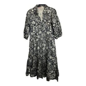 Floral Navy, White and Silver Women's Dress